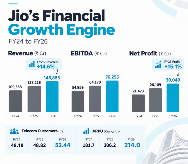 Jio Platforms' Financial Performance, FY24-FY26 (₹ Cr)-Innovius Research